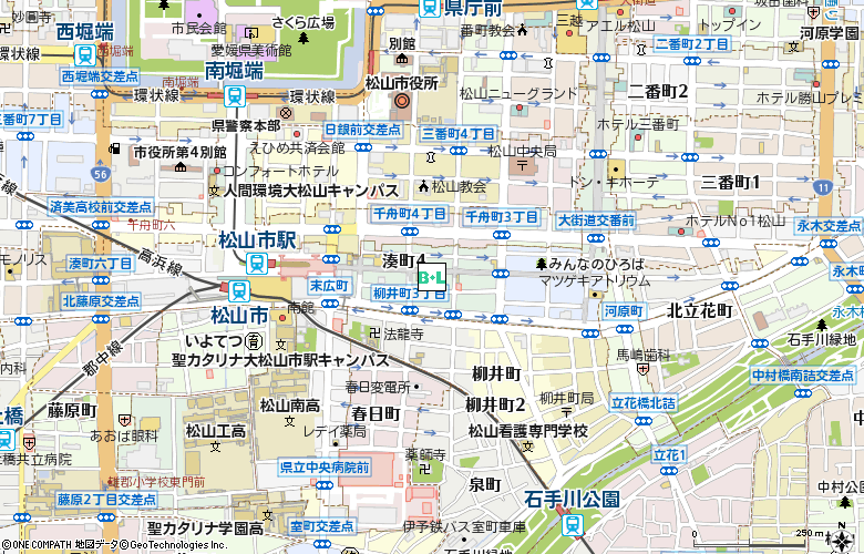 眼鏡市場　松山銀天街(03024)付近の地図